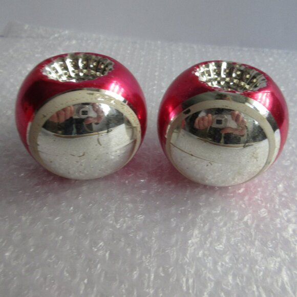 Shiny Brite Double Indent Reflector Glass Christmas Ornament Lot of 2 Pink - Picture 9 of 10